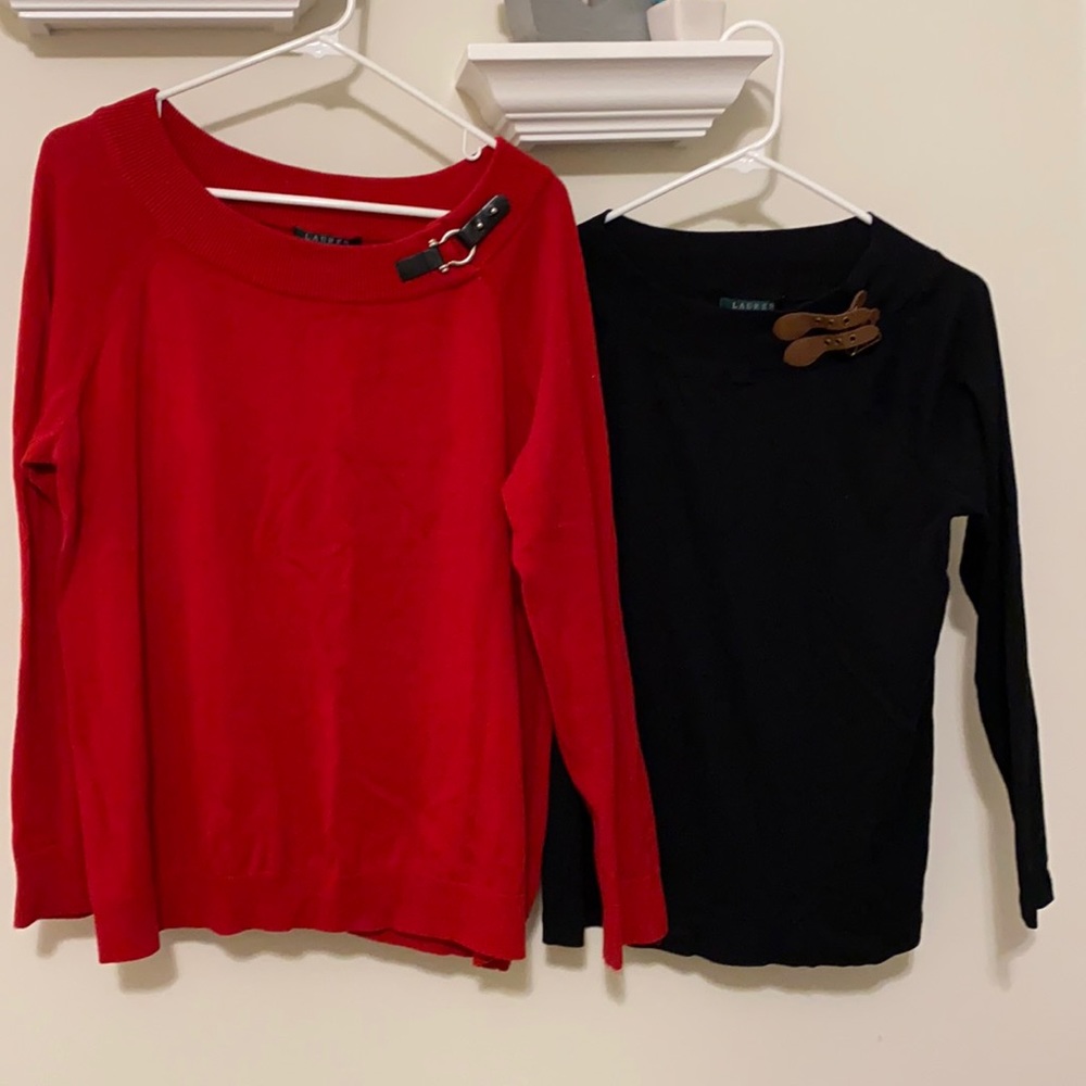Bundle of 2 Ralph Lauren Sweaters 1x red & black